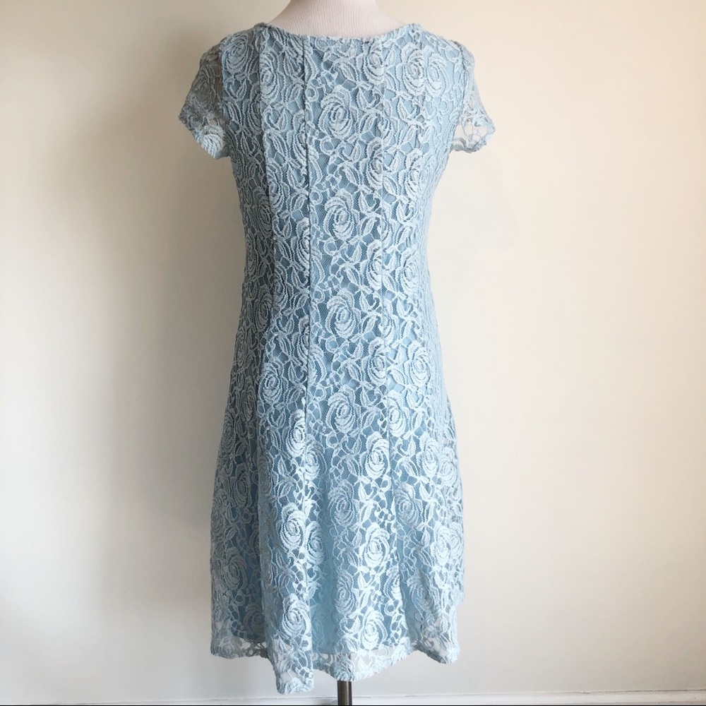 Perceptions Blue Lace Short Sleeved Skater Dress S - Picture 8 of 16